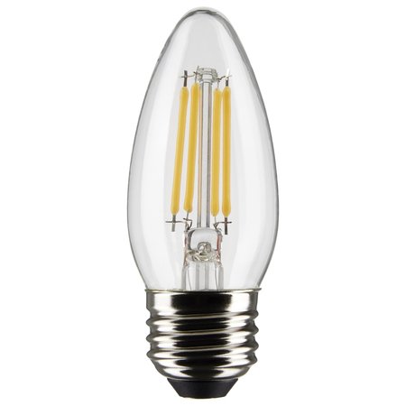 SATCO 4 Watt B11 LED Lamp, Clear, Medium Base, 90 CRI, 2700K, 120 Volts S21284